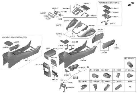 2012 Hyundai Veracruz Switch-Console Driver Side Diagram for 93310-J9AF0-TMT