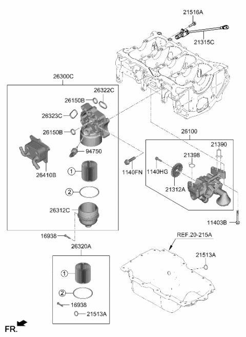 2023 Hyundai Kona Front Case & Oil Filter Diagram 1