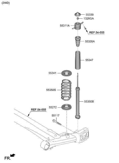 2022 Hyundai Kona Rear Spring & Strut Diagram 1
