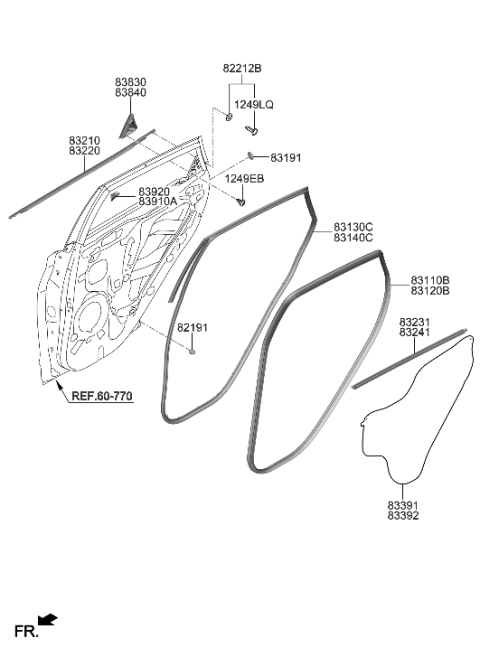2022 Hyundai Kona Rear Door Moulding Diagram