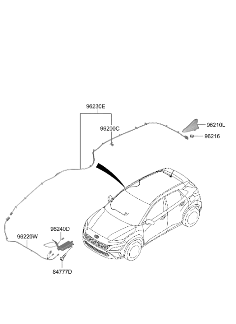 2023 Hyundai Kona Antenna Assembly-Combination Diagram for 96210-K4400-C5G