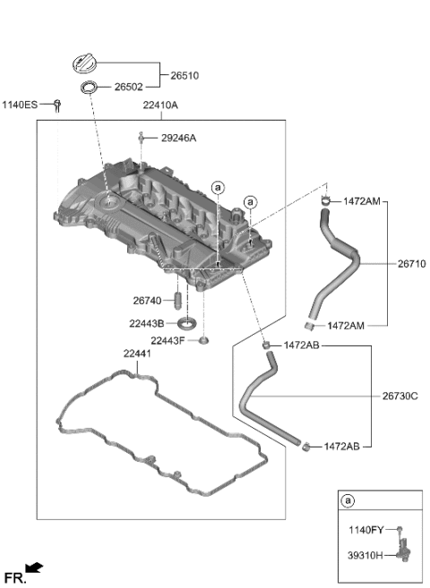 2012 Hyundai Veracruz Gasket-Center Bolt Diagram for 22444-2J000