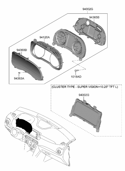 2012 Hyundai Veracruz CLUSTER ASSY-INSTRUMENT Diagram for 94053-J9021
