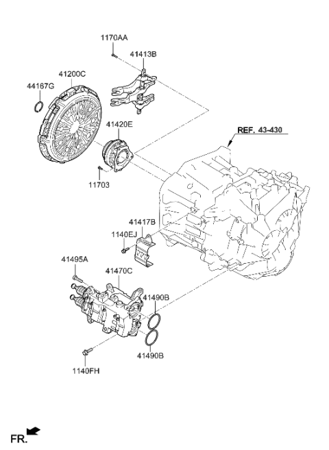 2022 Hyundai Kona Clutch & Release Fork Diagram