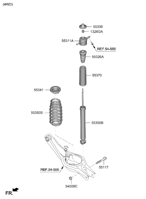 2022 Hyundai Kona Shock Absorber Assy-Rear Diagram for 55307-J9520