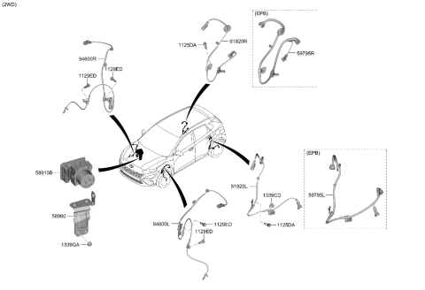 2023 Hyundai Kona Sensor Assembly-Wheel Speed,LH Diagram for 58930-J9000