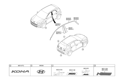 2012 Hyundai Veracruz Emblem-N Line,RH Diagram for 86318-J9NA0