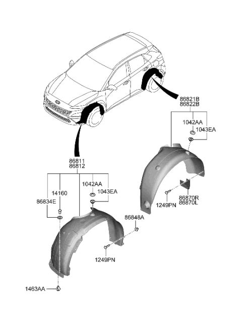 2022 Hyundai Kona Guard Assembly-Rear Mud,RH Diagram for 86842-J9NA0