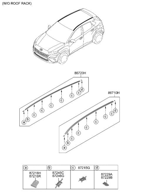 2022 Hyundai Kona Roof Garnish & Rear Spoiler Diagram 1