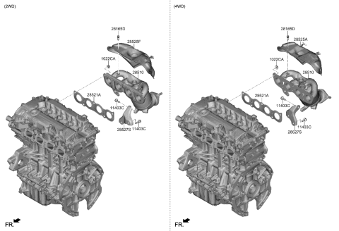 2012 Hyundai Veracruz Protector-Heat Upper Diagram for 28525-2JAA5