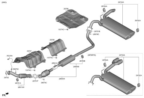 2023 Hyundai Kona Muffler & Exhaust Pipe Diagram 1