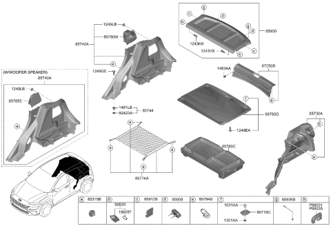 2023 Hyundai Kona Board Assembly-Luggage Diagram for 85720-J9600-TRY