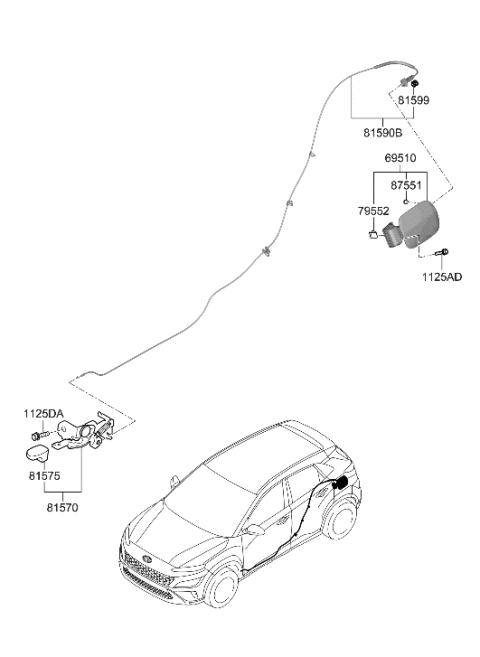 2023 Hyundai Kona Fuel Filler Door Diagram