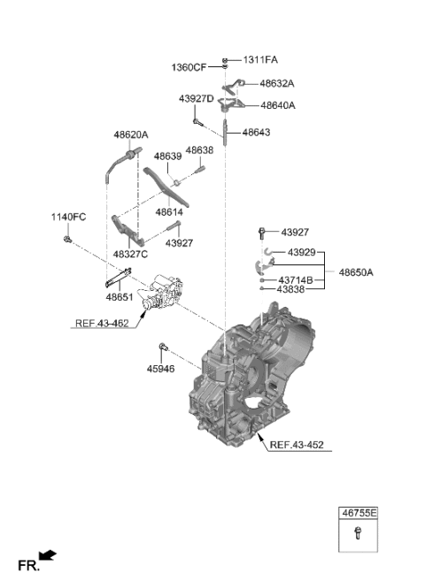 2012 Hyundai Veracruz Lever-Ata Manual Control Diagram for 48632-2H500