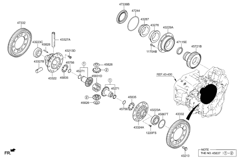 2012 Hyundai Veracruz Support-Pinion Shaft Diagram for 45831-3B000