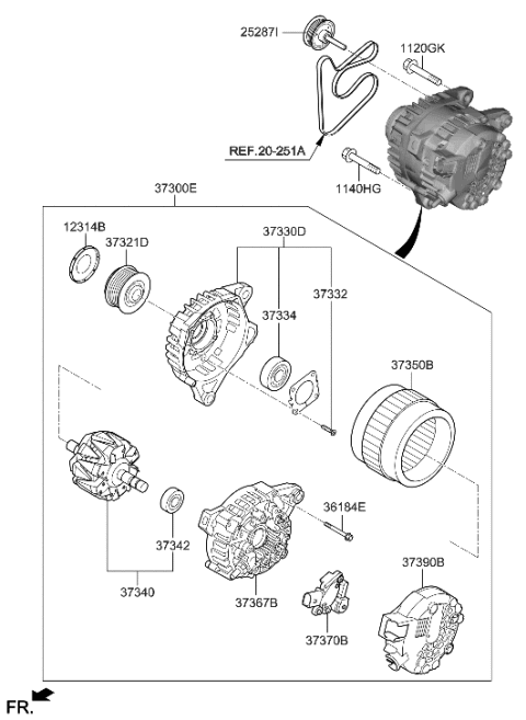 2023 Hyundai Santa Fe RECTIFIER Assembly-Generator Diagram for 37360-2J355