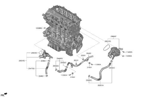 2023 Hyundai Kona Coolant Pipe & Hose Diagram 2