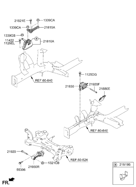 2012 Hyundai Veracruz Bracket-Engine MTG Support Diagram for 21825-J9600