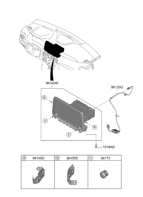2023 Hyundai Kona Audio Assembly Diagram for 96160-J9630-NVC