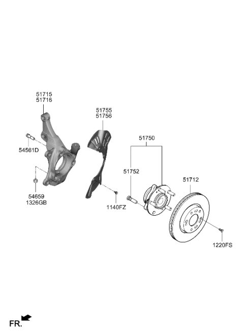 2023 Hyundai Santa Fe Knuckle-Front Axle,LH Diagram for 51715-J9000
