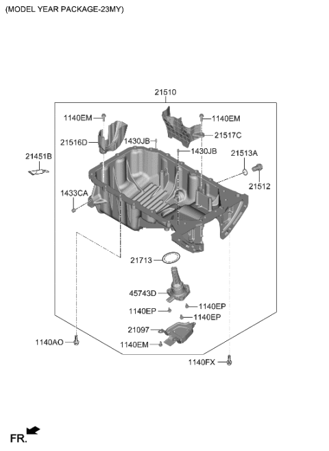 2022 Hyundai Kona Belt Cover & Oil Pan Diagram 4