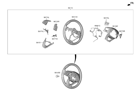 2023 Hyundai Kona Wheel Assy-Steering Diagram for 56110-J9GG0-RUL