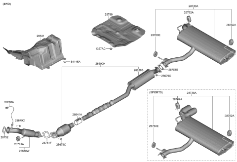 2022 Hyundai Kona Muffler & Exhaust Pipe Diagram 3