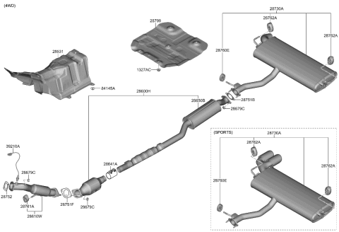 2023 Hyundai Kona Muffler & Exhaust Pipe Diagram 3