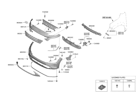 2023 Hyundai Kona Front Bumper Diagram 1