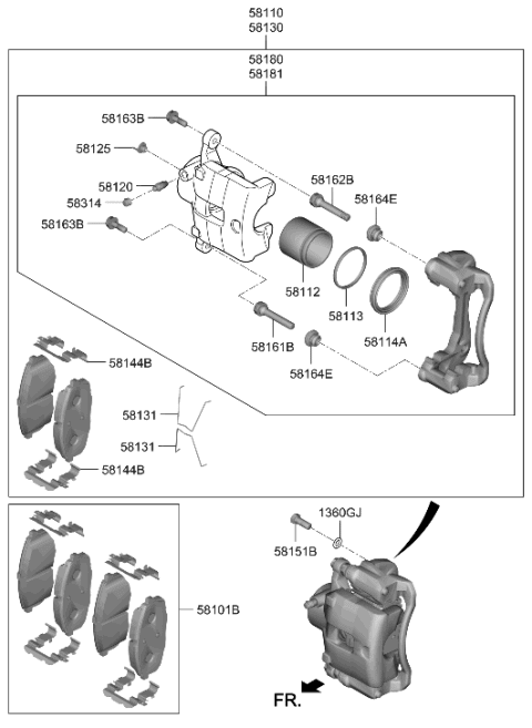 2022 Hyundai Kona Front Wheel Brake Diagram