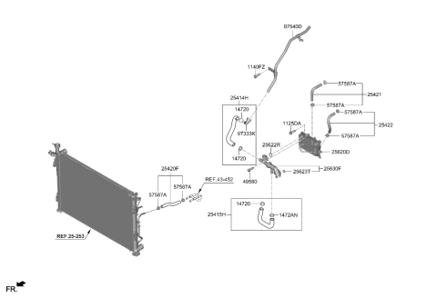 2023 Hyundai Palisade Hose-Oil Cooling Feed Diagram for 25421-S9000
