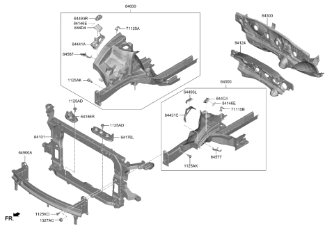 2023 Hyundai Palisade Fender Apron & Radiator Support Panel Diagram