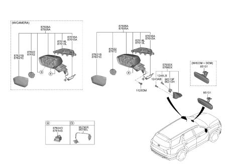 2023 Hyundai Palisade MIRROR ASSY-OUTSIDE RR VIEW,LH Diagram for 87610-S8650