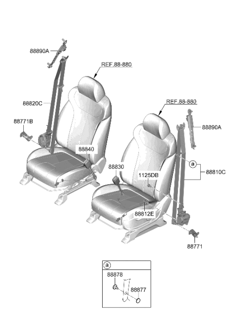 2023 Hyundai Palisade Front Seat Belt Diagram