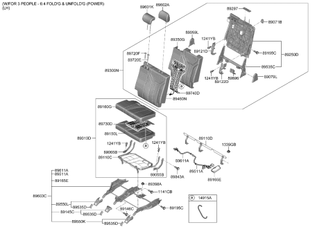 2023 Hyundai Palisade UNIT ASSY-3RD SEAT HEATER Diagram for 89D71-S8UA0