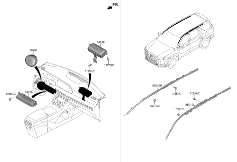 2023 Hyundai Palisade MODULE ASSY-STRG WHEEL AIR BAG Diagram for 80100-S8AB0-MMH