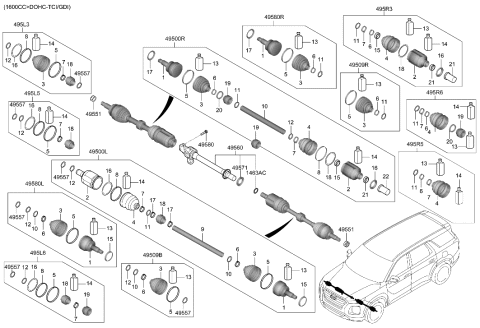 2023 Hyundai Palisade Joint Kit-Diff Side,LH Diagram for 495L3-P2400