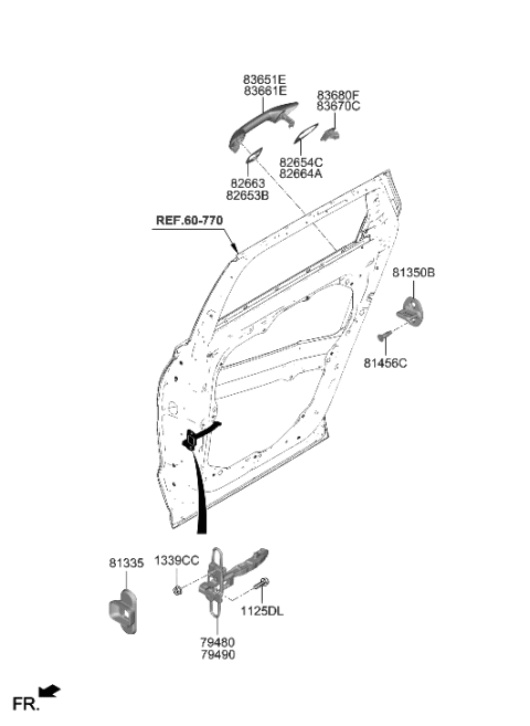 2023 Hyundai Sonata HANDLE-REAR DOOR OUTSIDE,RH Diagram for 83660-S8900