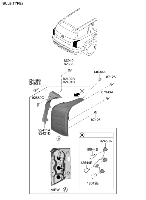 2023 Hyundai Palisade Rear Combination Lamp Diagram 1