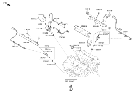 2023 Hyundai Palisade Throttle Body & Injector Diagram