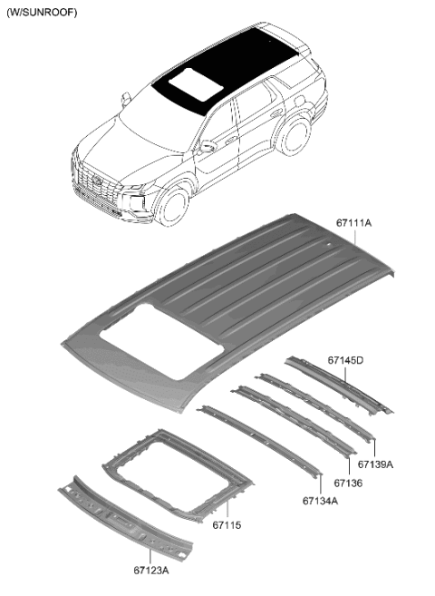 2023 Hyundai Palisade Roof Panel Diagram 2