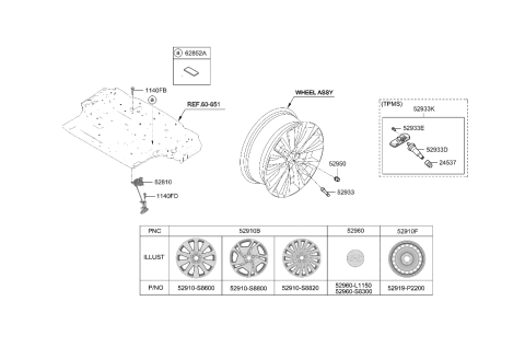 2023 Hyundai Palisade Wheel & Cap Diagram