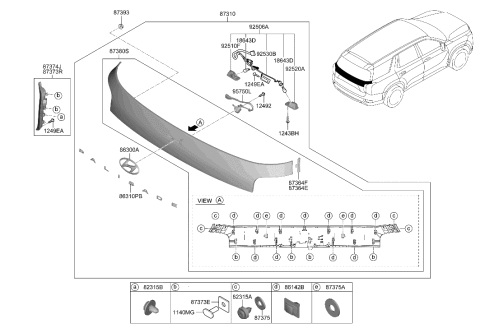 2023 Hyundai Palisade Lamp Assembly-License Plate Diagram for 92501-S8010