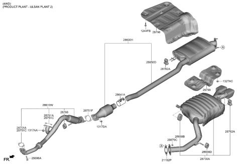 2023 Hyundai Palisade MUFFLER COMPLETE-CENTER Diagram for 28600-S8420