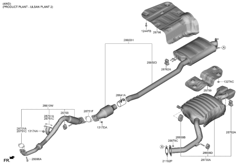 2023 Hyundai Sonata MUFFLER ASSY-REAR Diagram for 28710-S8300