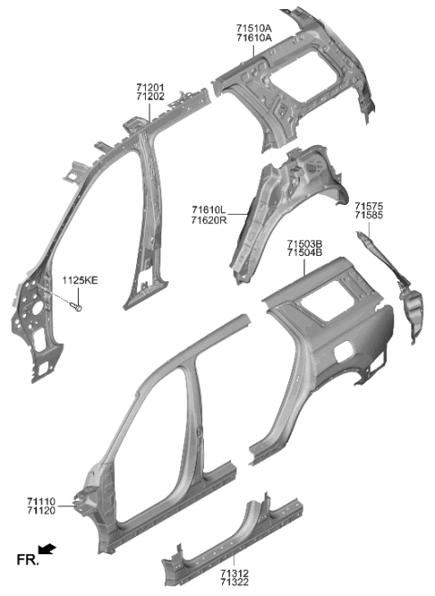2023 Hyundai Palisade Side Body Panel Diagram