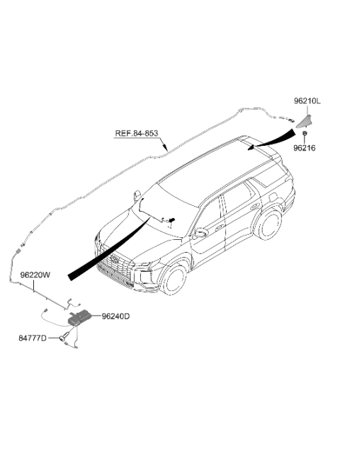 2023 Hyundai Palisade FEEDER CABLE-ANTENNA MAIN NO.1 Diagram for 96220-S8310