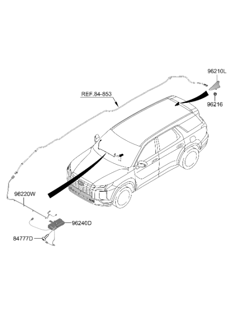 2023 Hyundai Palisade ANTENNA ASSY-COMBINATION Diagram for 96210-S8010-EB