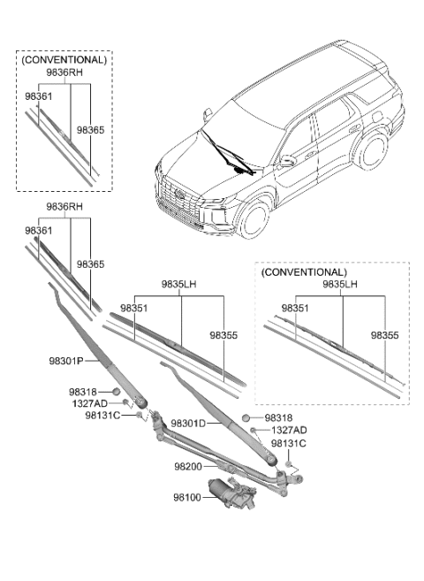 2023 Hyundai Sonata ARM ASSY-W/SHLD WPR(DRIVER) Diagram for 98311-S8200