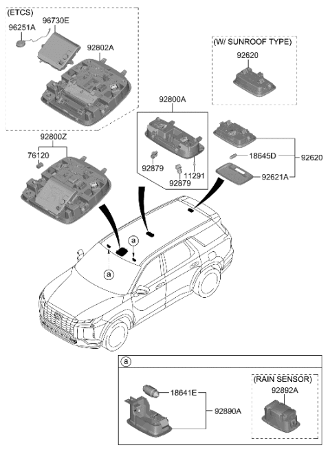 2023 Hyundai Sonata LAMP ASSY-OVERHEAD CONSOLE Diagram for 92800-S8530-YJY